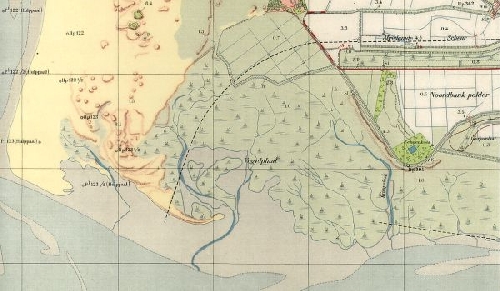 De Vogelplaat op de topografische kaart uit 1938.